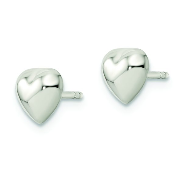 Sterling Silver Polished Heart Post Earrings - Image 2