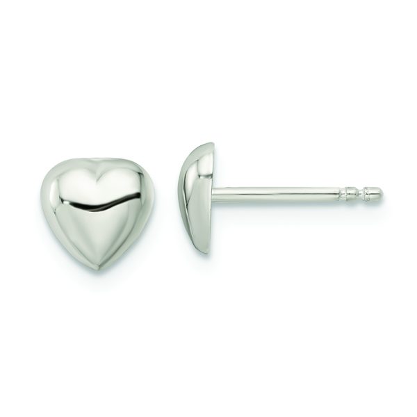 Sterling Silver Polished Heart Post Earrings