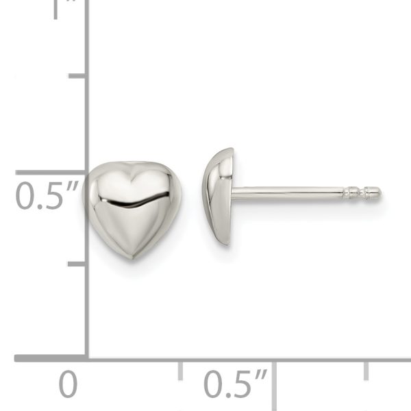 Sterling Silver Polished Heart Post Earrings - Image 3