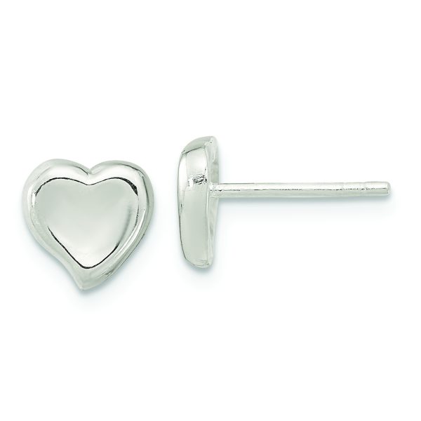 Sterling Silver Polished Puffed Heart Post Earrings