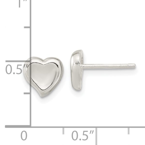 Sterling Silver Polished Puffed Heart Post Earrings - Image 3