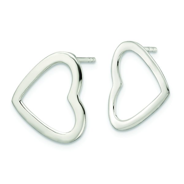 Sterling Silver Polished Cut Out Heart Post Earrings - Image 2