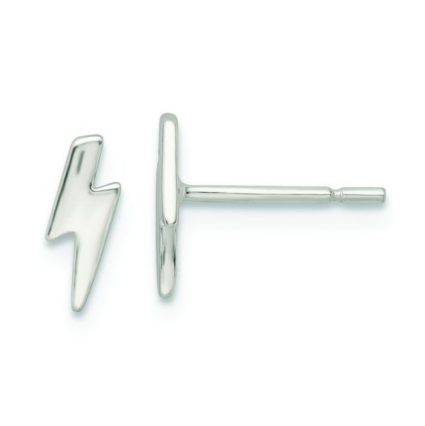 Sterling Silver Polished Tiny Lightning Post Earrings