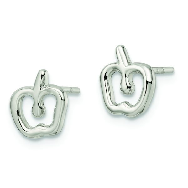 Sterling Silver Polished Apple Post Earrings - Image 2