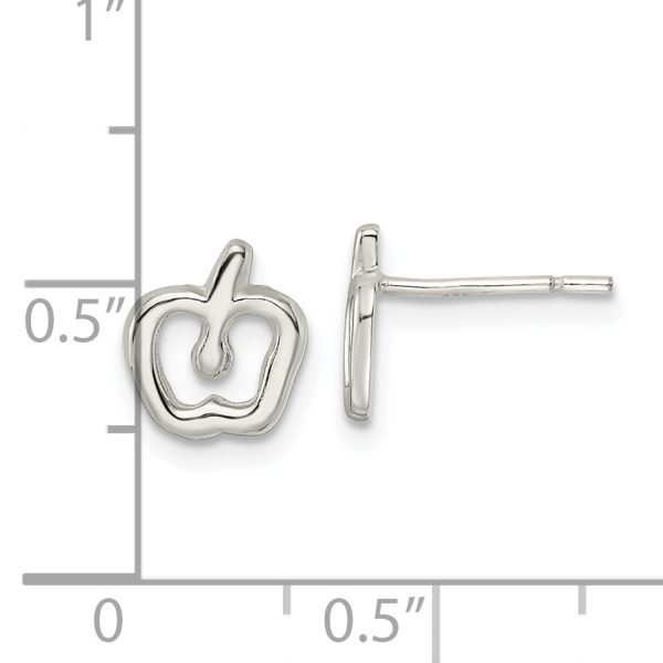 Sterling Silver Polished Apple Post Earrings - Image 3