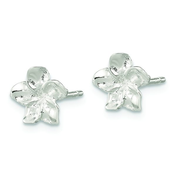 Sterling Silver Polished Plumeria Post Earrings - Image 2