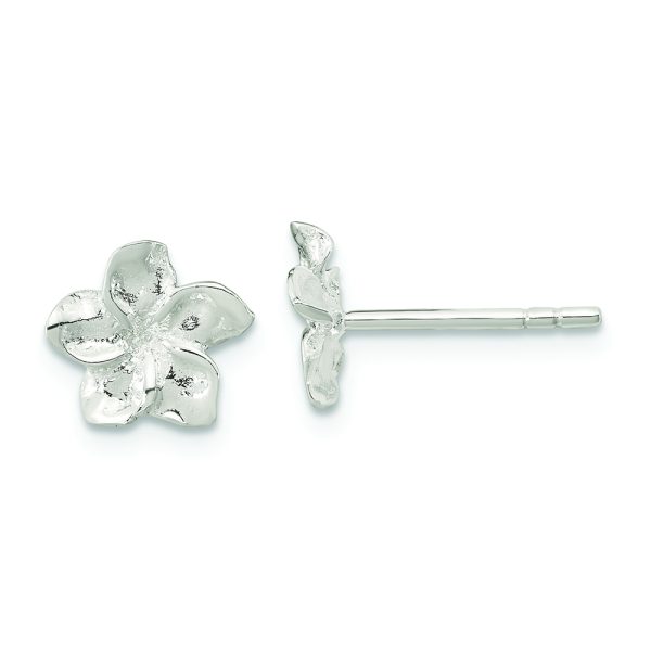 Sterling Silver Polished Plumeria Post Earrings