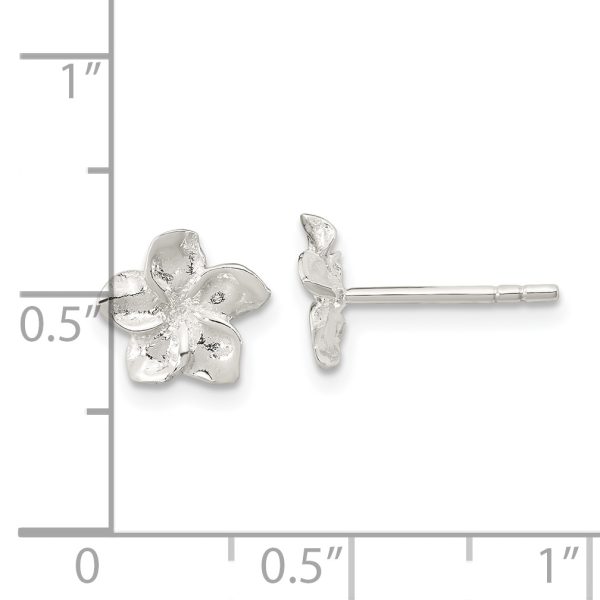 Sterling Silver Polished Plumeria Post Earrings - Image 3