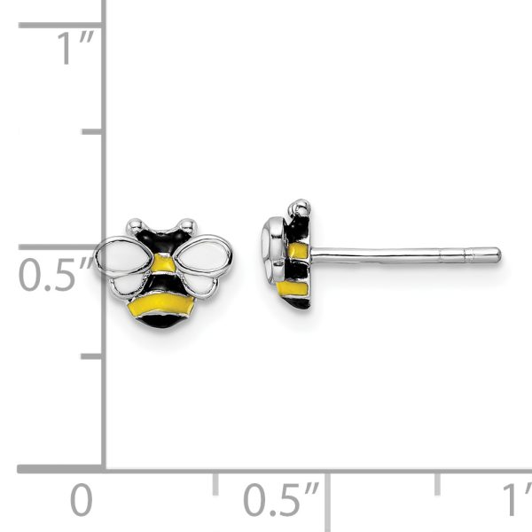 Sterling Silver RH-plated Enamel Bumblebee Children's Post Earrings - Image 3