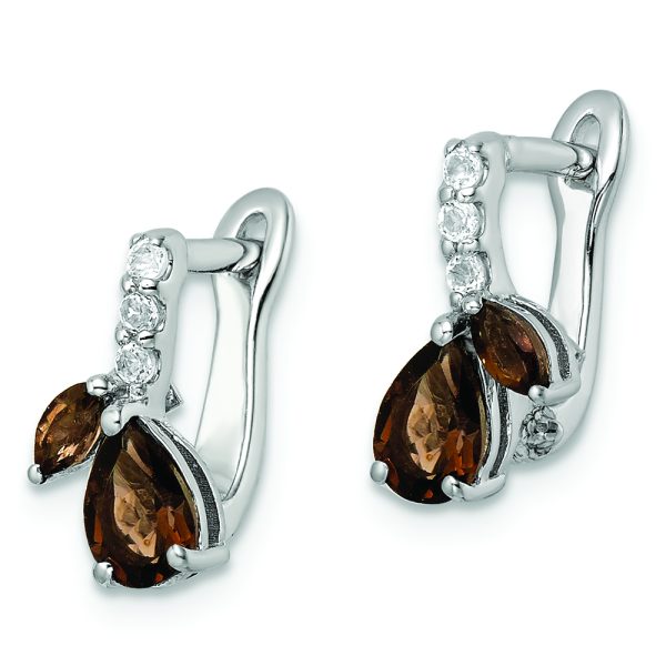 SS RH-plated 1.79t.w. Smoky Quartz/White Topaz Hinged Earrings - Image 2