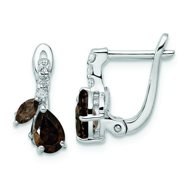 SS RH-plated 1.79t.w. Smoky Quartz/White Topaz Hinged Earrings