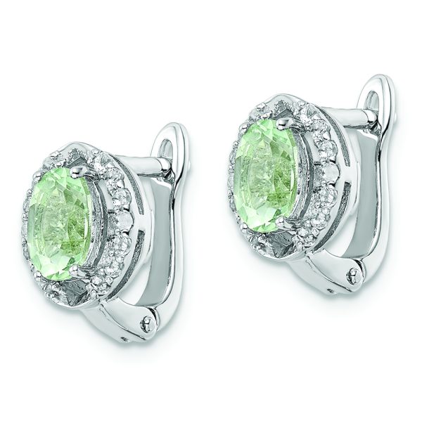 SS RH-plated 1.74t.w. Green Quartz/WT Oval Hinged Earrings - Image 2