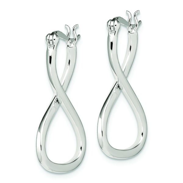 Sterling Silver Polished & Twisted Oval Hoop Earrings - Image 2