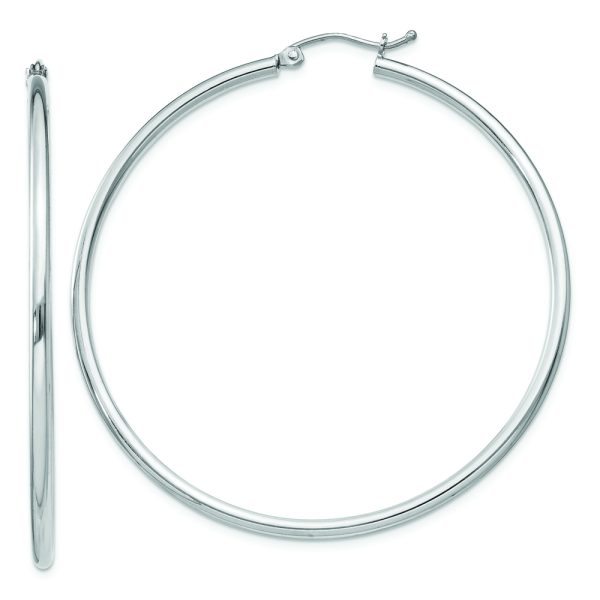 Sterling Silver Rhodium-plated 2mm Round Hoop Earrings