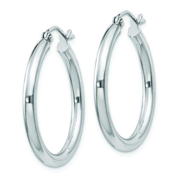 Sterling Silver Rhodium-plated 2.5mm Round Hoop Earrings - Image 2