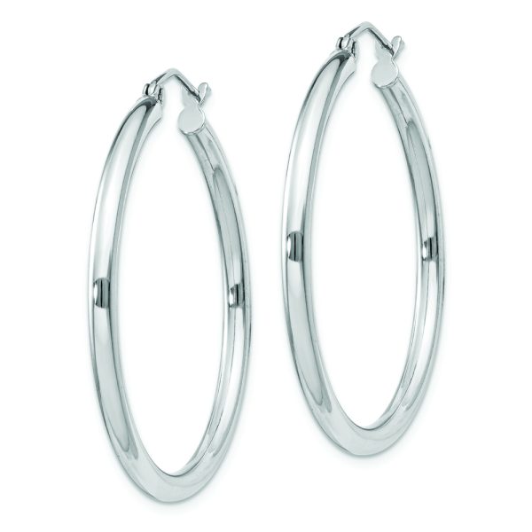 Sterling Silver Rhodium-plated 2.5mm Round Hoop Earrings - Image 2