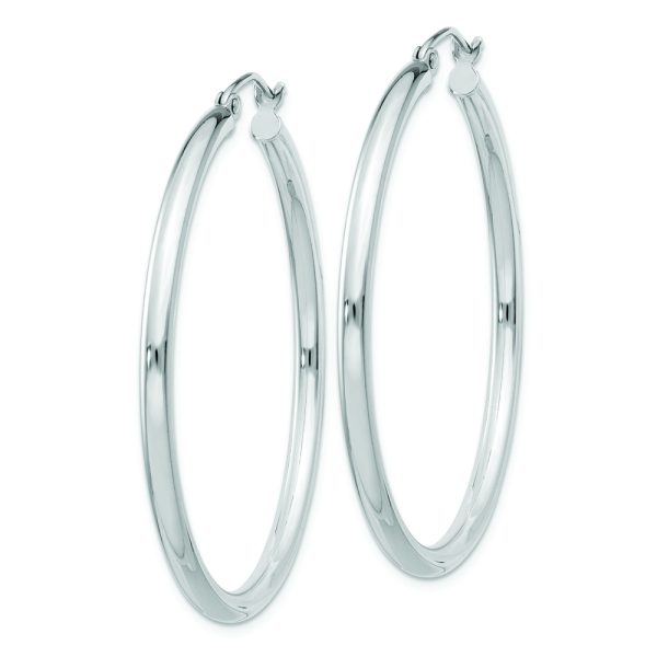 Sterling Silver Rhodium-plated 2.5mm Round Hoop Earrings - Image 2