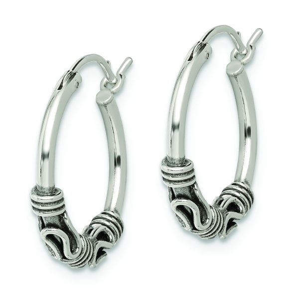 Sterling Silver Antiqued Hoop Earrings - Image 2