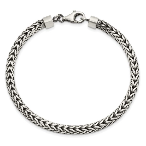 Sterling Silver Satin & Antiqued Franco Chain Bracelet - Image 3