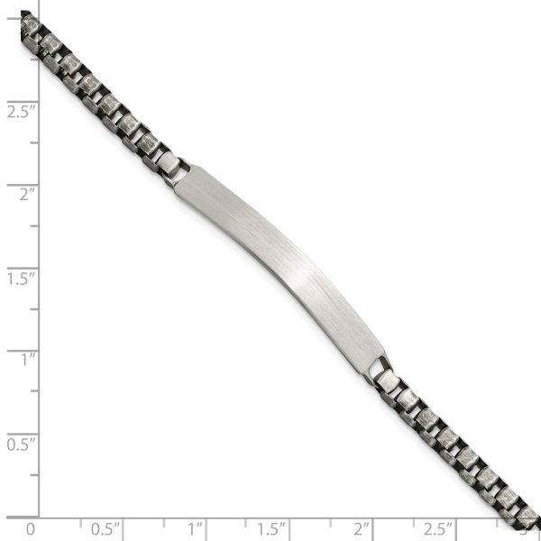 Sterling Silver Antiqued Brushed ID Box Bracelet - Image 2