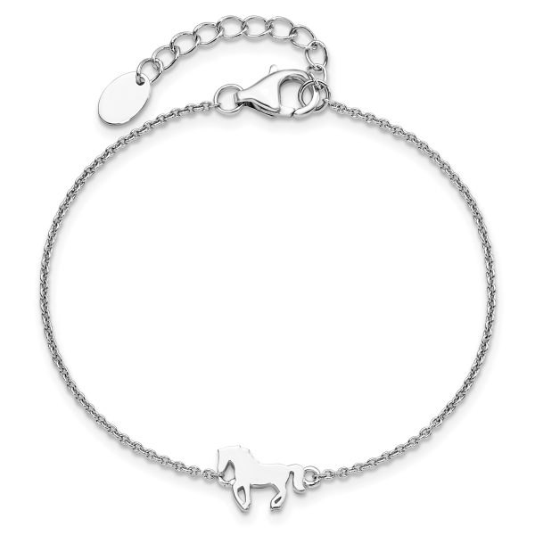 Sterling Silver Rhodium-plated Horse 6.25in Plus 1in ext Bracelet - Image 3