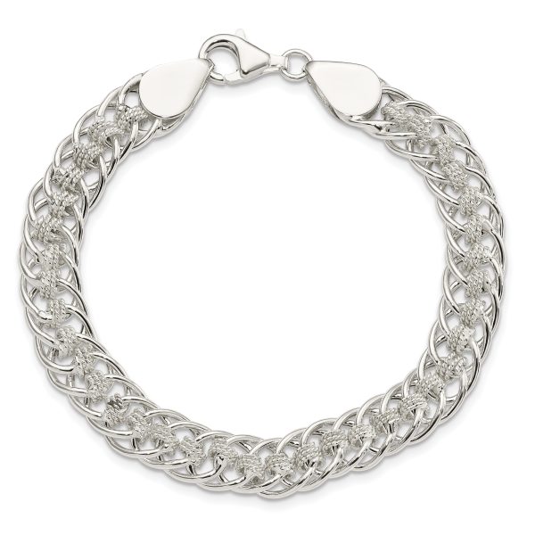 Sterling Silver Polished Roped Oval Link 7.5in Bracelet - Image 3