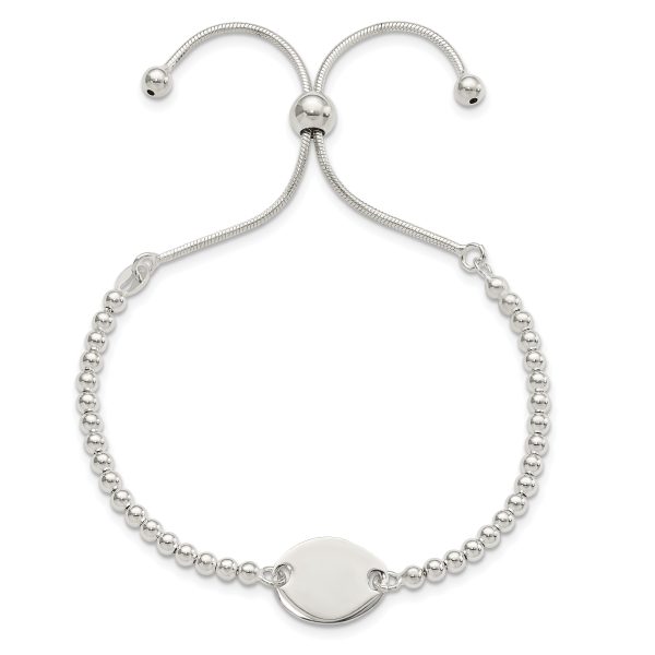 Sterling Silver Polished Beaded Adjustable Bracelet - Image 3