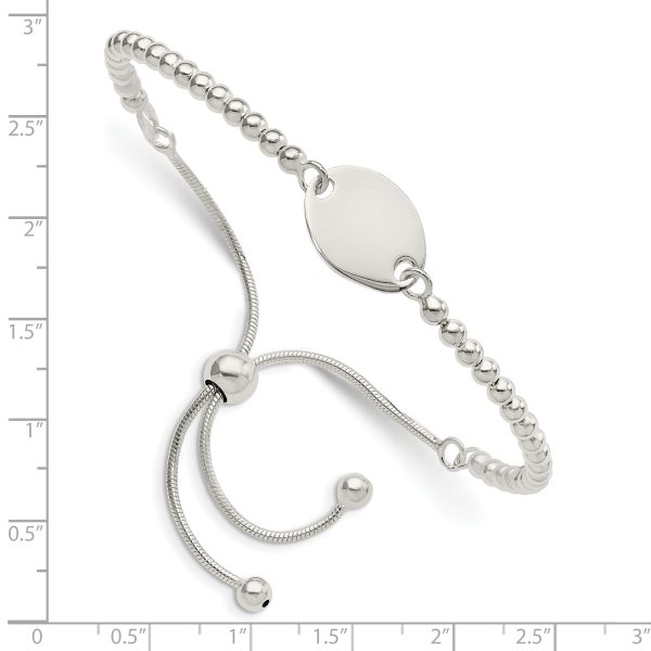 Sterling Silver Polished Beaded Adjustable Bracelet - Image 2