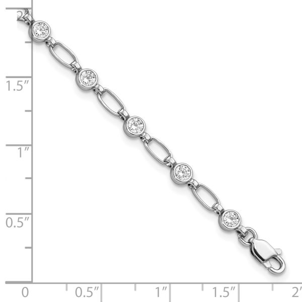 Sterling Silver Rhodium-plated Polished CZ Bracelet - Image 2