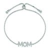 Sterling Silver Polished Rhodium-plated Pav? CZ MOM Adjustable Bracelet - Image 2