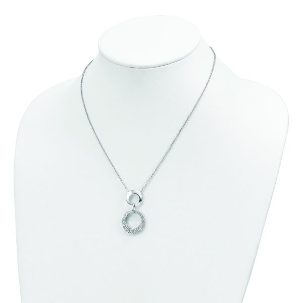 Sterling Silver Rhodium-plated  CZ Intertwined Circles w/2 in ext. Necklace - Image 3