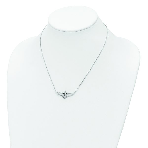 Sterling Silver Rhodium-plated Polished CZ Fancy Necklace - Image 3