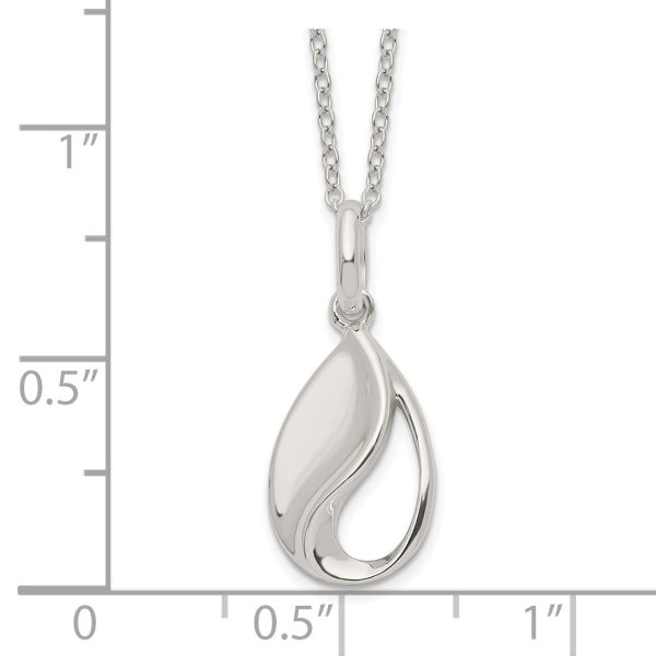 Sterling Silver Polished Teardrop Necklace - Image 2