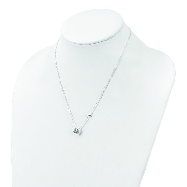 Sterling Silver Polished Floral CZ Necklace - Image 3