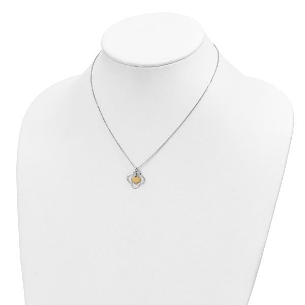 Sterling Silver Gold-tone CZ Floral Necklace - Image 3