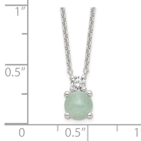 Sterling Silver Light Blue Quartzite & CZ Necklace - Image 2