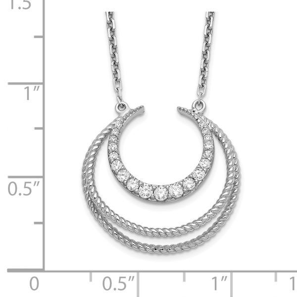 Sterling Silver Rhodium-plated CZ Fancy w/2in ext Necklace - Image 2