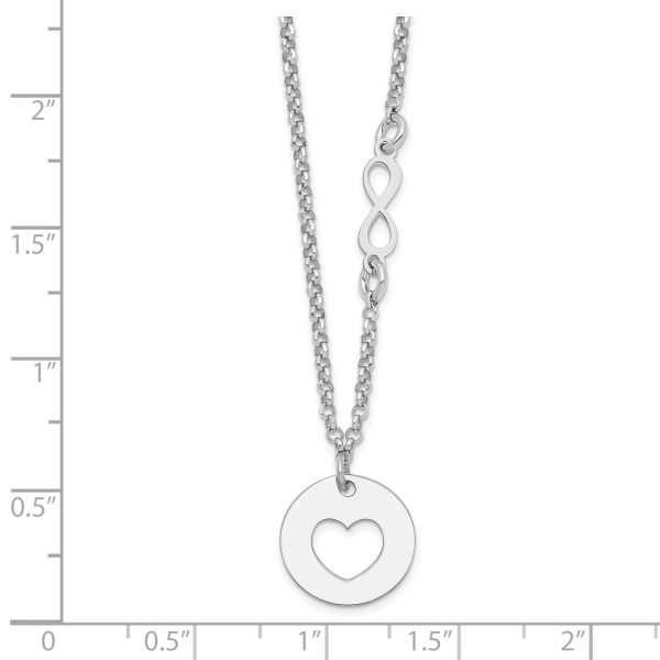 Sterling Silver Rhodium-plated Heart and Infinity w/1 in Ext Necklace - Image 2