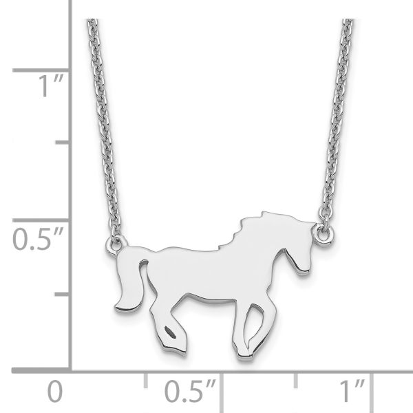 Sterling Silver Rhodium-plated Polished Horse w/ 2in ext Necklace - Image 2