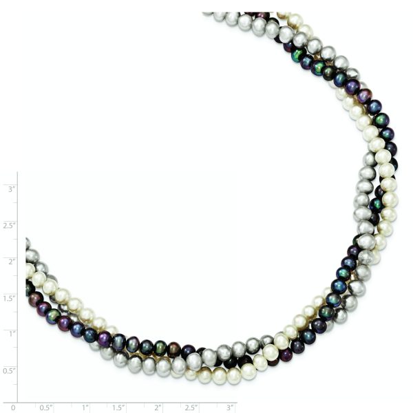 Sterling Silver Rhodium 5-6mm FWC Semi Round Pearl w/2in ext. Necklace - Image 2