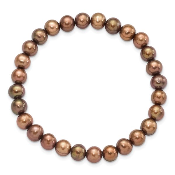 6-7mm Brown Semi-round Freshwater Cultured Pearl Stretch Bracelet - Image 3