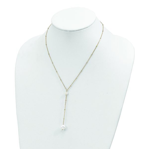 Sterling Silver Gold-tone Semi-round FWC Pearl w/2 in ext. Drop Necklace - Image 3