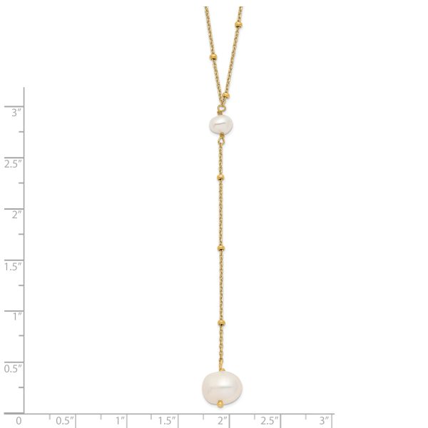 Sterling Silver Gold-tone Semi-round FWC Pearl w/2 in ext. Drop Necklace - Image 2