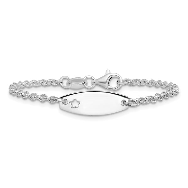Sterling Silver Childrens Polished ID with Star Bracelet - Image 3