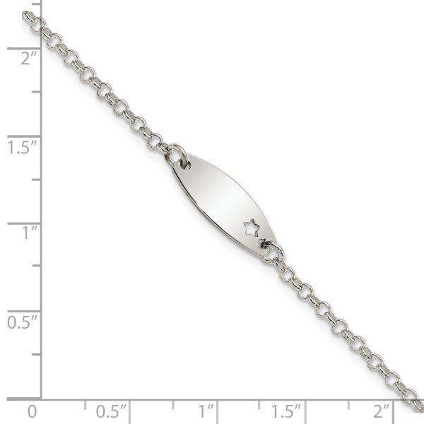 Sterling Silver Childrens Polished ID with Star Bracelet - Image 2