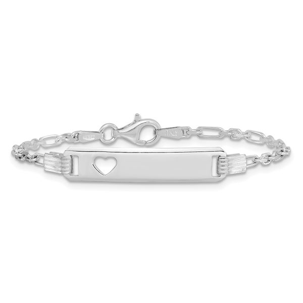 Sterling Silver Polished Childrens ID with Heart Bracelet - Image 3