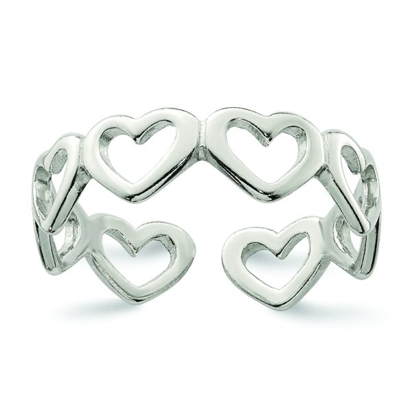 Sterling Silver Cut-out Hearts Toe Ring