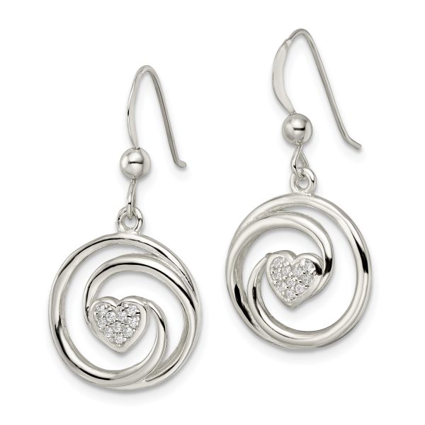 Sterling Silver CZ Heart in Circle Pendant and Earrings Set - Image 3