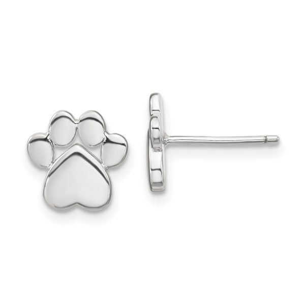 Sterling Silver RH-plated Paw Print w/2 in ext. Post Earring Necklace Set - Image 2