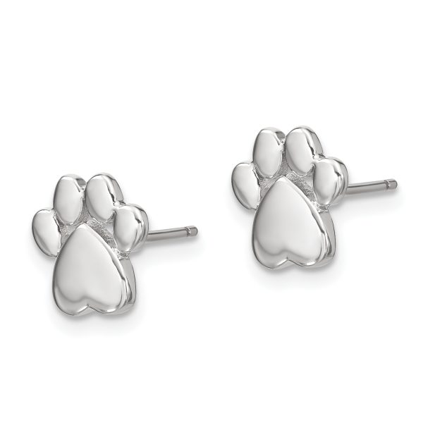 Sterling Silver RH-plated Paw Print w/2 in ext. Post Earring Necklace Set - Image 3